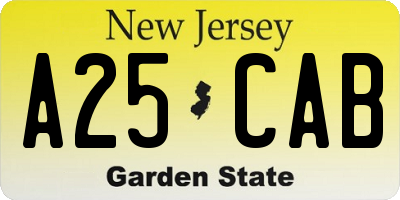 NJ license plate A25CAB
