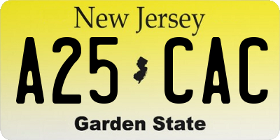 NJ license plate A25CAC