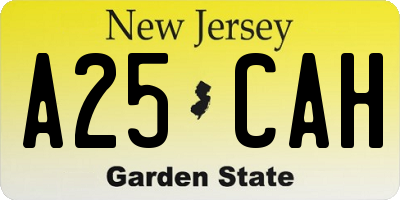 NJ license plate A25CAH