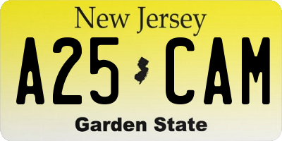 NJ license plate A25CAM