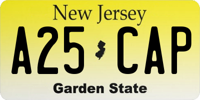 NJ license plate A25CAP