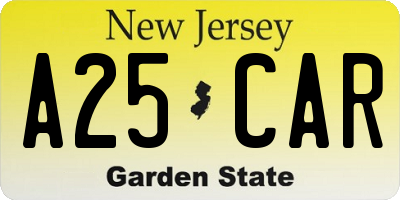 NJ license plate A25CAR