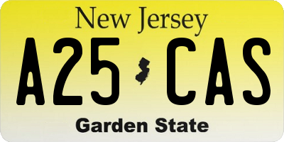 NJ license plate A25CAS