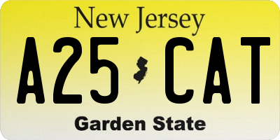 NJ license plate A25CAT