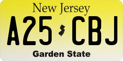 NJ license plate A25CBJ
