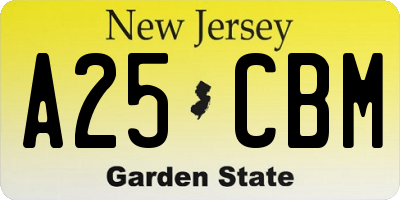 NJ license plate A25CBM