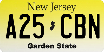 NJ license plate A25CBN