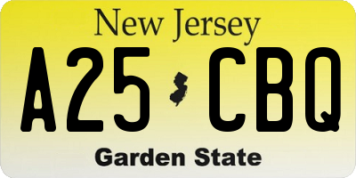 NJ license plate A25CBQ