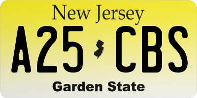 NJ license plate A25CBS