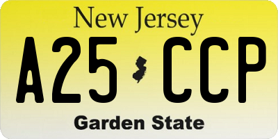 NJ license plate A25CCP