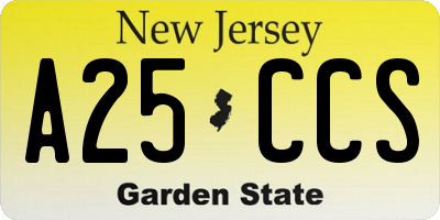 NJ license plate A25CCS