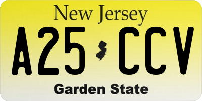 NJ license plate A25CCV