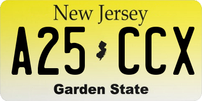 NJ license plate A25CCX
