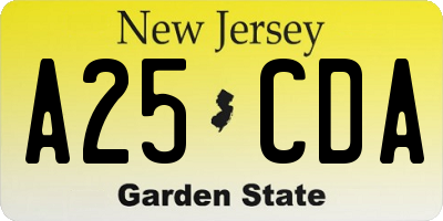 NJ license plate A25CDA