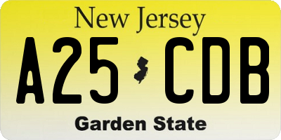 NJ license plate A25CDB