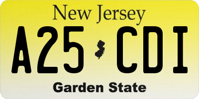 NJ license plate A25CDI