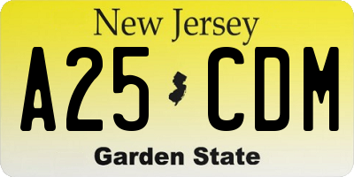 NJ license plate A25CDM
