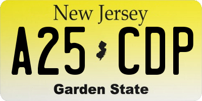 NJ license plate A25CDP
