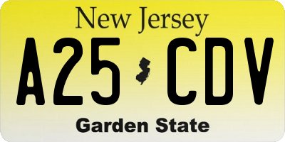 NJ license plate A25CDV