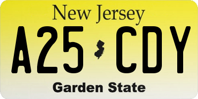 NJ license plate A25CDY