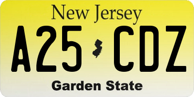 NJ license plate A25CDZ