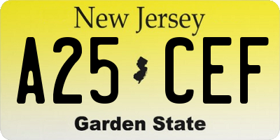 NJ license plate A25CEF