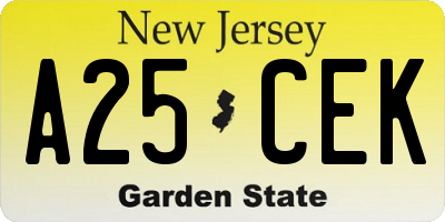 NJ license plate A25CEK