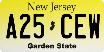 NJ license plate A25CEW
