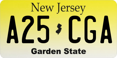 NJ license plate A25CGA