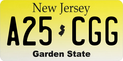 NJ license plate A25CGG