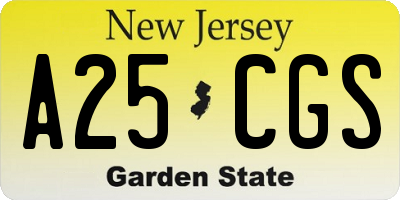 NJ license plate A25CGS