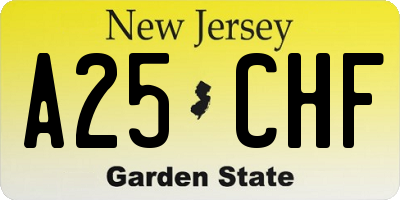 NJ license plate A25CHF