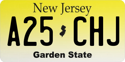 NJ license plate A25CHJ