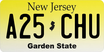 NJ license plate A25CHU