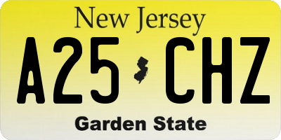NJ license plate A25CHZ