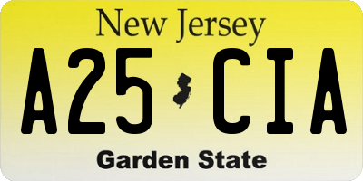NJ license plate A25CIA
