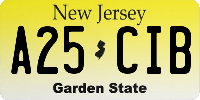 NJ license plate A25CIB