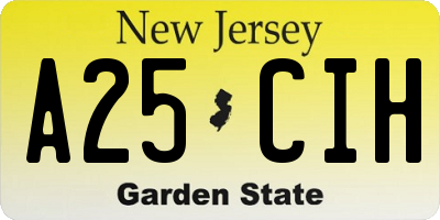 NJ license plate A25CIH