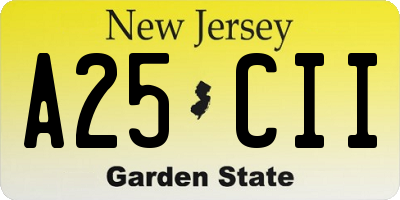 NJ license plate A25CII