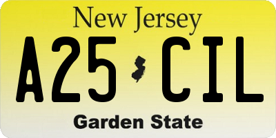 NJ license plate A25CIL