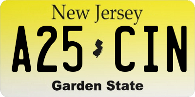 NJ license plate A25CIN