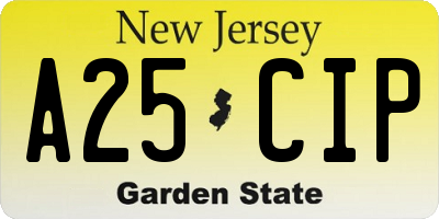 NJ license plate A25CIP