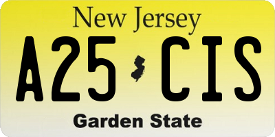 NJ license plate A25CIS