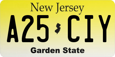 NJ license plate A25CIY