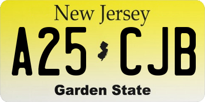 NJ license plate A25CJB
