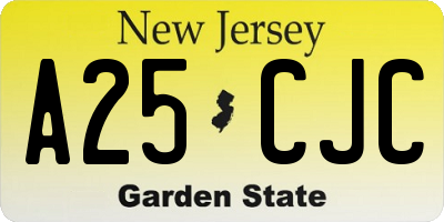 NJ license plate A25CJC