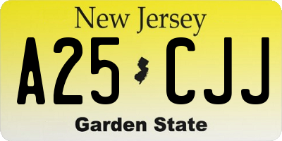 NJ license plate A25CJJ