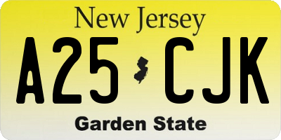 NJ license plate A25CJK