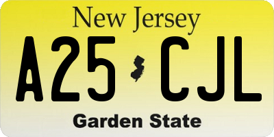 NJ license plate A25CJL