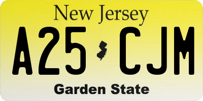NJ license plate A25CJM